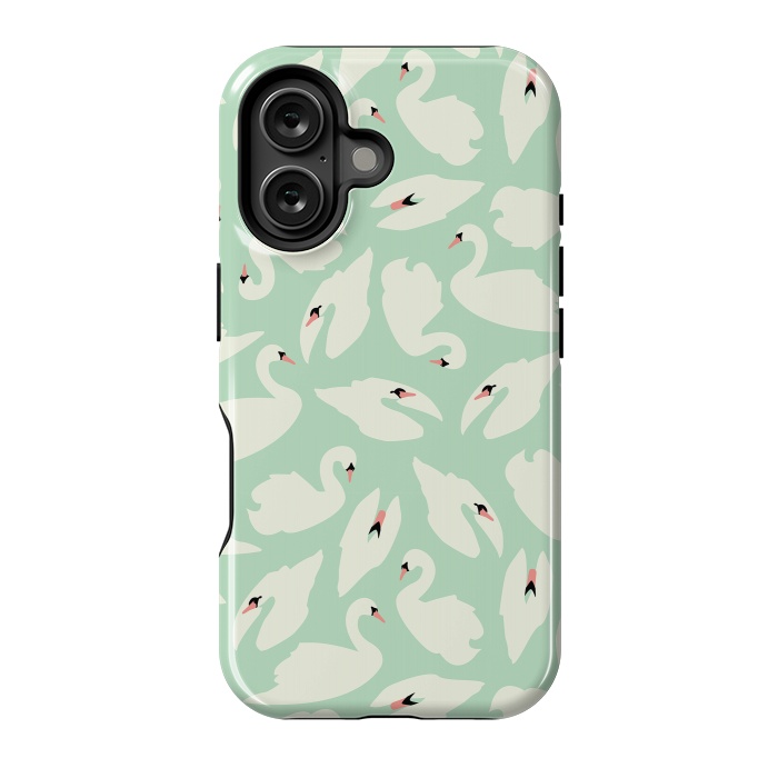 iPhone 16 StrongFit Swan Mint Pattern 028 by Jelena Obradovic