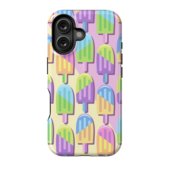 iPhone 16 StrongFit Ice Lollipops Popsicles Summer Punchy Pastels Colors by BluedarkArt