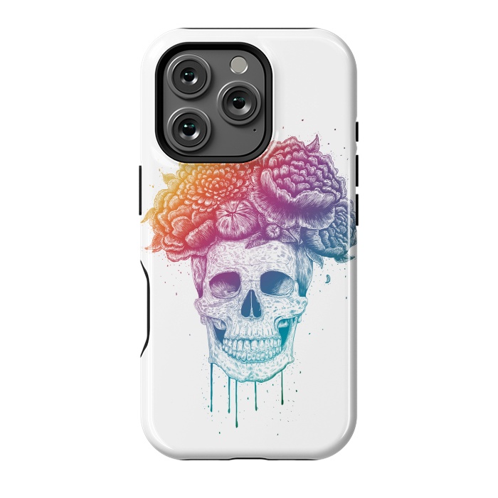 iPhone 16 Pro StrongFit Colorful skull with flowers by kodamorkovkart