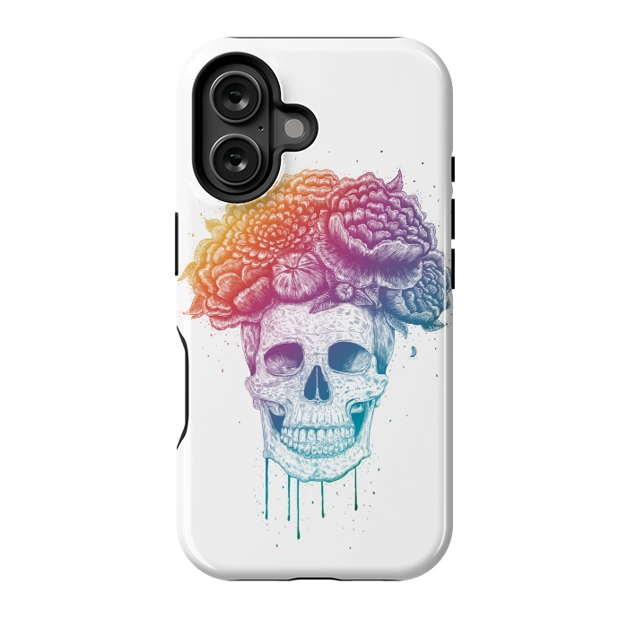 iPhone 16 StrongFit Colorful skull with flowers by kodamorkovkart