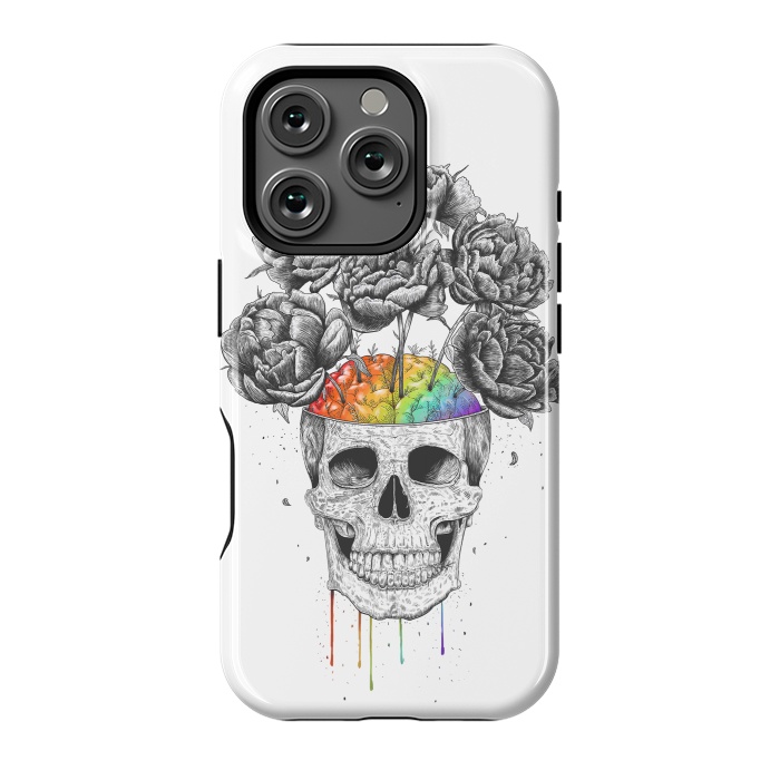 iPhone 16 Pro StrongFit Skull with rainbow brains by kodamorkovkart