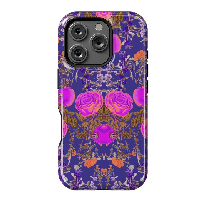 iPhone 16 Pro StrongFit Vibrant Botanic (Blue) by Zala Farah