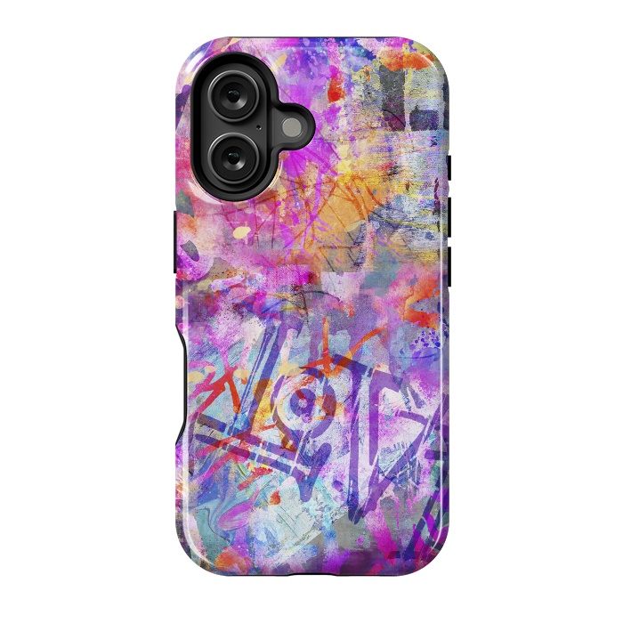 iPhone 16 StrongFit Pink Grunge Graffiti Wall by Andrea Haase