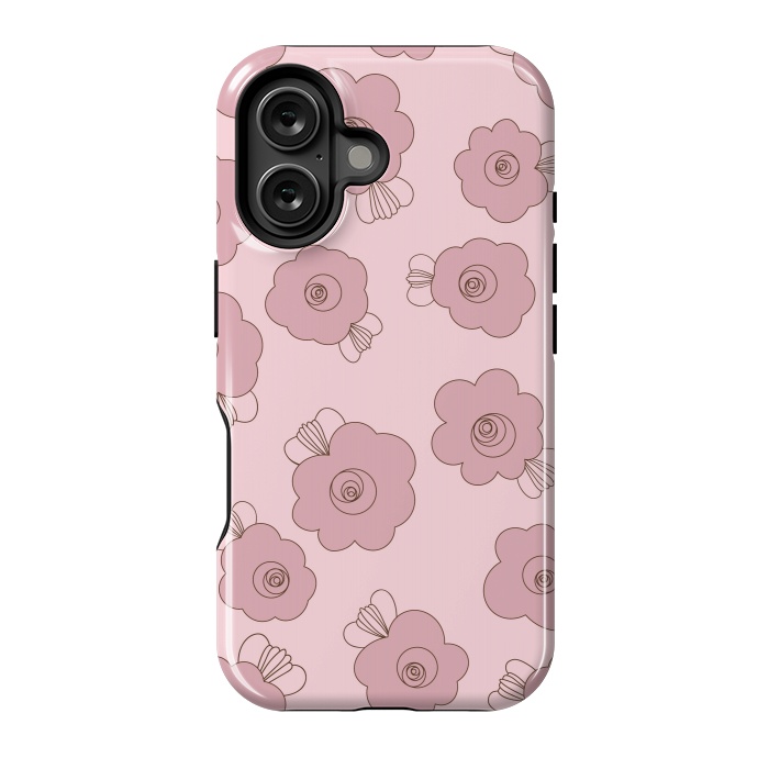 iPhone 16 StrongFit Fluffy Flowers - Pink on Pink by Paula Ohreen