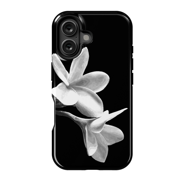 iPhone 16 StrongFit White Flowers Black Background by Alemi