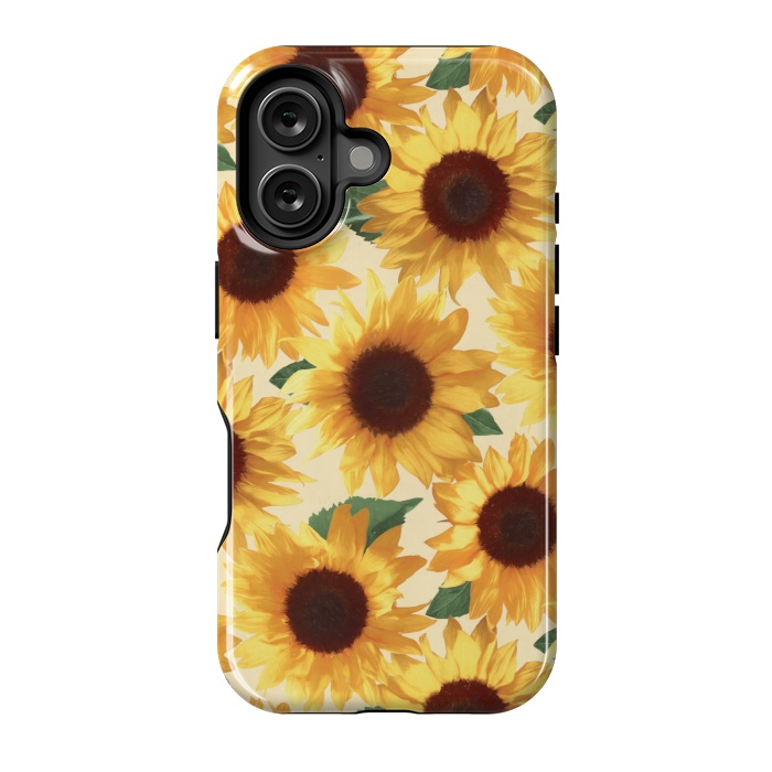 iPhone 16 StrongFit Happy Yellow Sunflowers by Micklyn Le Feuvre