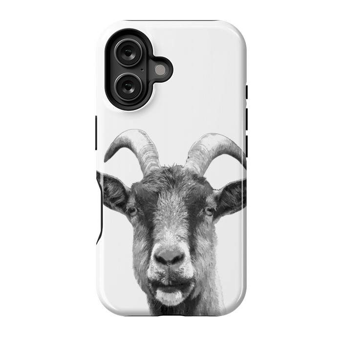 iPhone 16 StrongFit Black and White Goat Portrait by Alemi