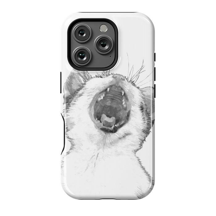 iPhone 16 Pro StrongFit Black and White Sleepy Kitten  by Alemi