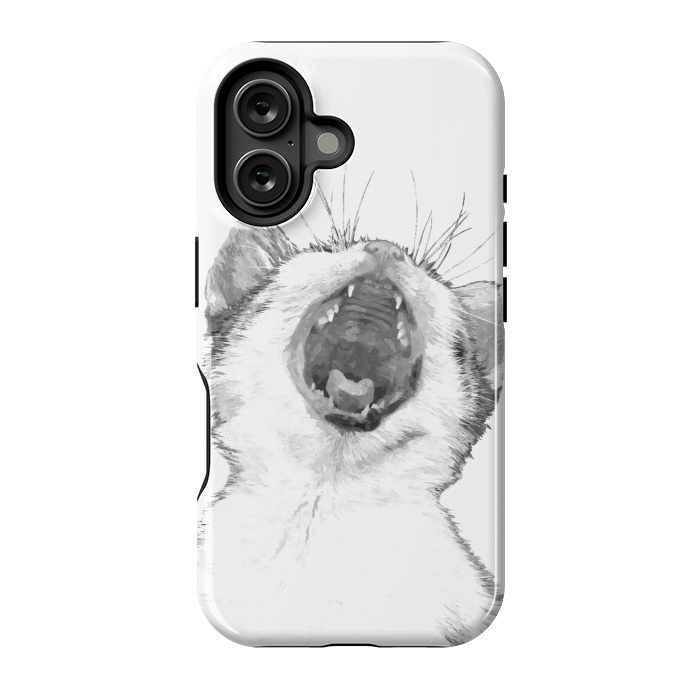 iPhone 16 StrongFit Black and White Sleepy Kitten  by Alemi