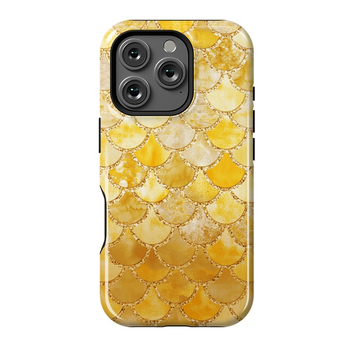 iPhone 16 Pro StrongFit Gold Watercolor Mermaid Scales by  Utart