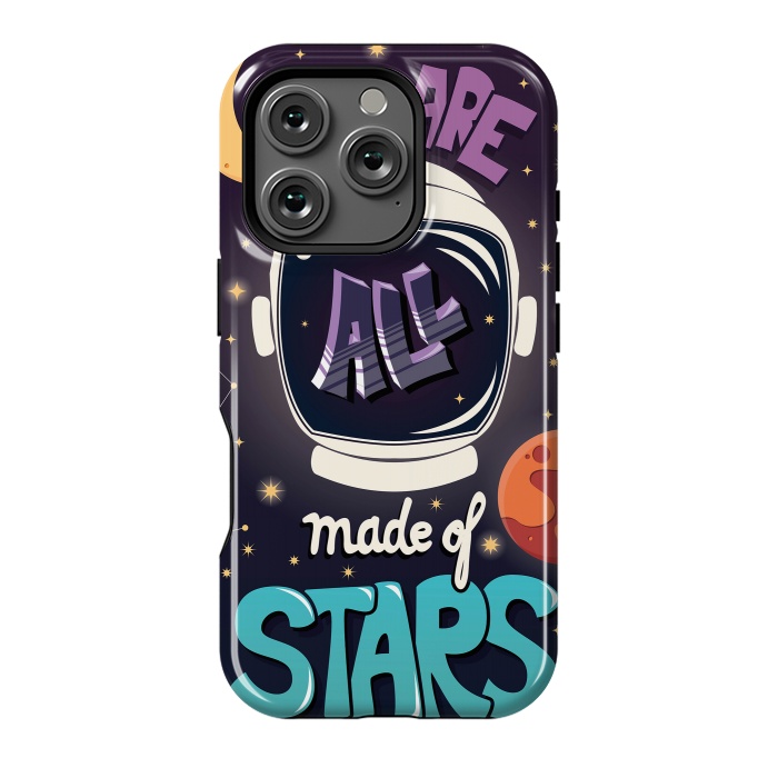 iPhone 16 Pro StrongFit We are all made of stars, typography modern poster design with astronaut helmet and night sky by Jelena Obradovic