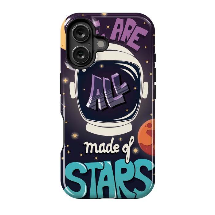 iPhone 16 StrongFit We are all made of stars, typography modern poster design with astronaut helmet and night sky by Jelena Obradovic