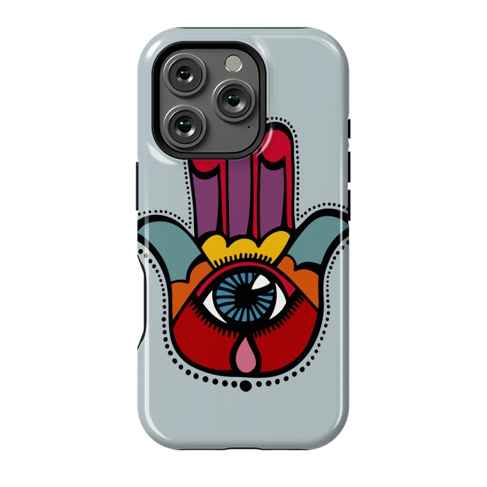 iPhone 16 Pro StrongFit Pop Hamsa over Blue by Majoih