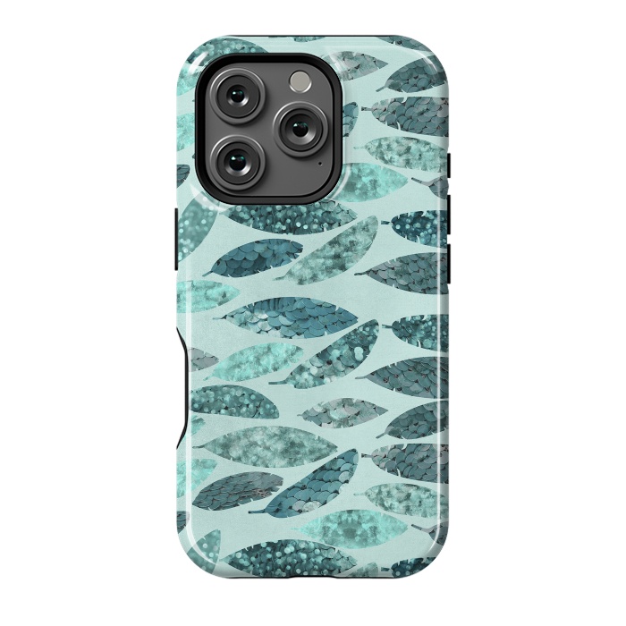 iPhone 16 Pro StrongFit Turquoise Green Mermaid Feathers 2 by Andrea Haase