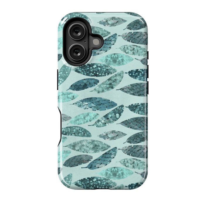 iPhone 16 StrongFit Turquoise Green Mermaid Feathers 2 by Andrea Haase