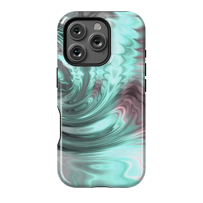 iPhone 16 Pro StrongFit Abstract Fractal Teal Pink 2 by Andrea Haase