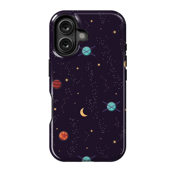 iPhone 16 StrongFit Universe with planets and stars seamless pattern, cosmos starry night sky, vector illustration by Jelena Obradovic