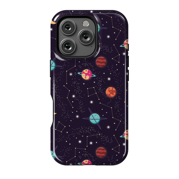 iPhone 16 Pro StrongFit Universe with planets and stars seamless pattern, cosmos starry night sky 004 by Jelena Obradovic