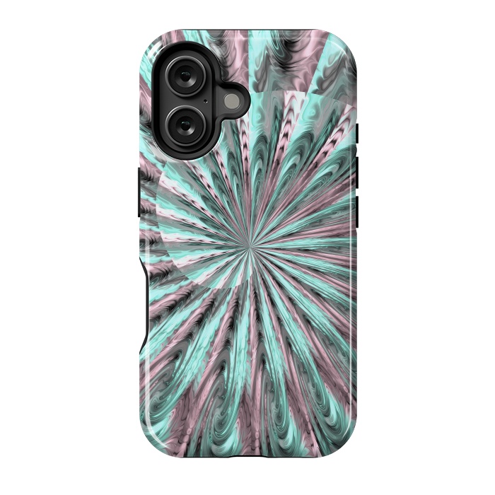 iPhone 16 StrongFit Fractal Spiral Rosegold And Teal by Andrea Haase