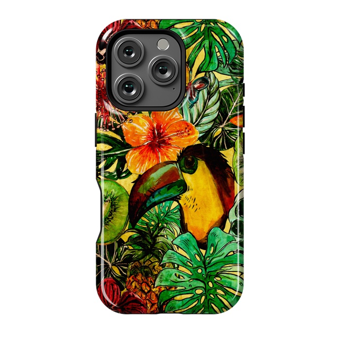 iPhone 16 Pro StrongFit Tropical bird in flower jungle by  Utart