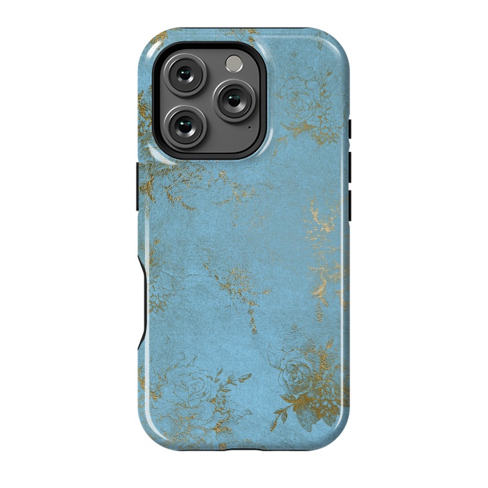 iPhone 16 Pro StrongFit  Gold Damask on Sky Blue  by  Utart