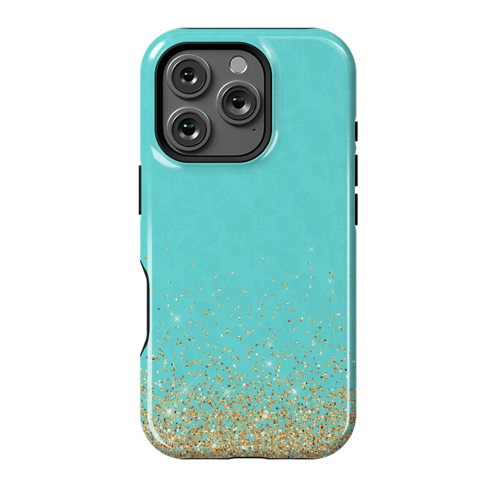 iPhone 16 Pro StrongFit Teal and Gold Glitter by  Utart