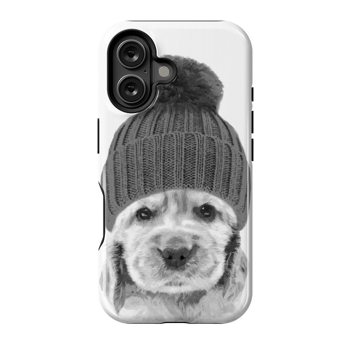 iPhone 16 StrongFit Black and White Cocker Spaniel by Alemi