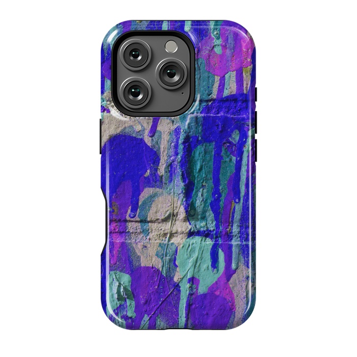 iPhone 16 Pro StrongFit Blue And Purple Spray Paint Wall by Andrea Haase