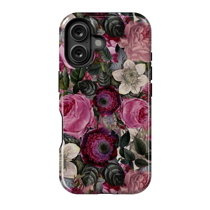 iPhone 16 StrongFit Purple and Pink Retro Flower Roses Pattern by  Utart