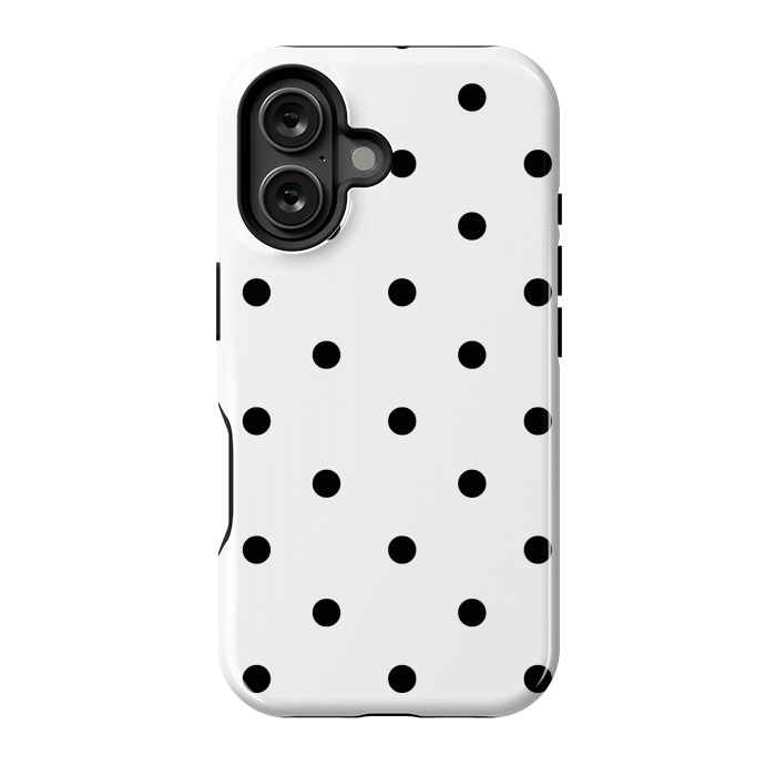 iPhone 16 StrongFit Simply black polka dots on white  by DaDo ART