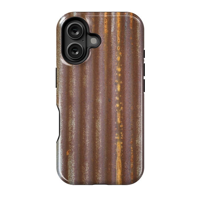 iPhone 16 StrongFit Old Rusty Corrugated Sheet 2 by Andrea Haase