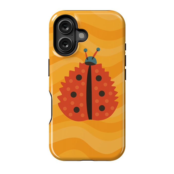 iPhone 16 StrongFit Orange Ladybug With Autumn Leaf Disguise by Boriana Giormova