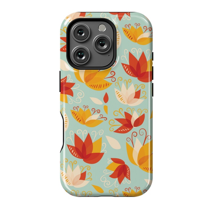 iPhone 16 Pro StrongFit Whimsical Abstract Colorful Lily Floral Pattern by Boriana Giormova