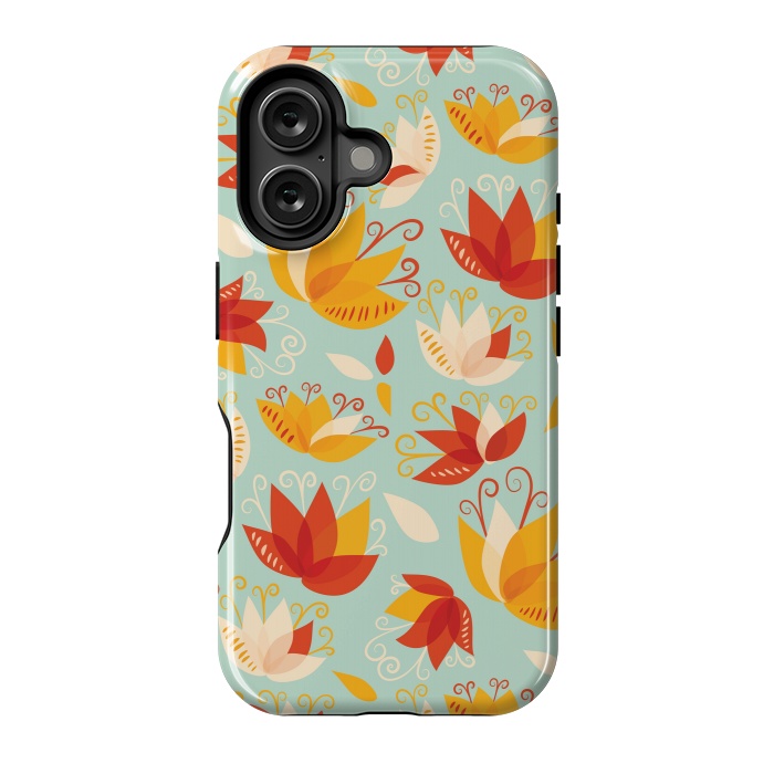 iPhone 16 StrongFit Whimsical Abstract Colorful Lily Floral Pattern by Boriana Giormova