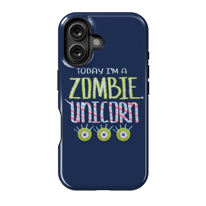 iPhone 16 StrongFit Zombie Unicorn Hand Drawn Lettering by Boriana Giormova