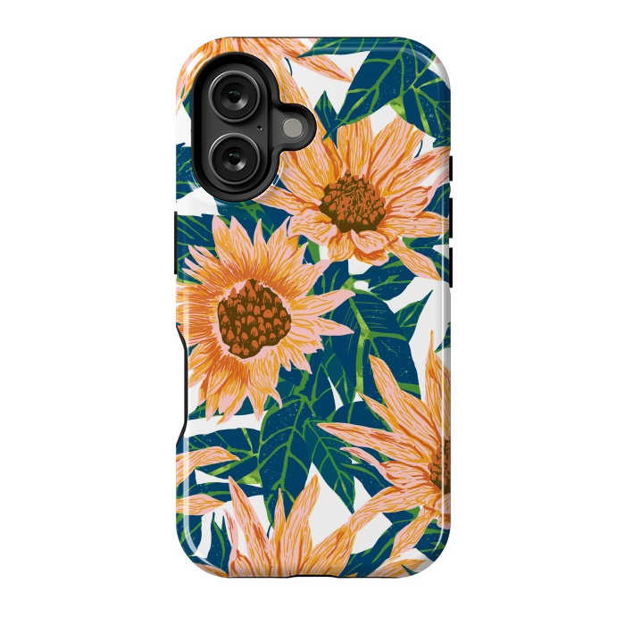 iPhone 16 StrongFit Blush Sunflowers by Uma Prabhakar Gokhale