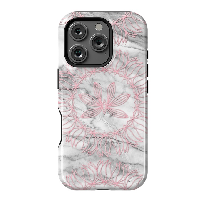 iPhone 16 Pro StrongFit Pink Glitter Mandala on Marble by  Utart