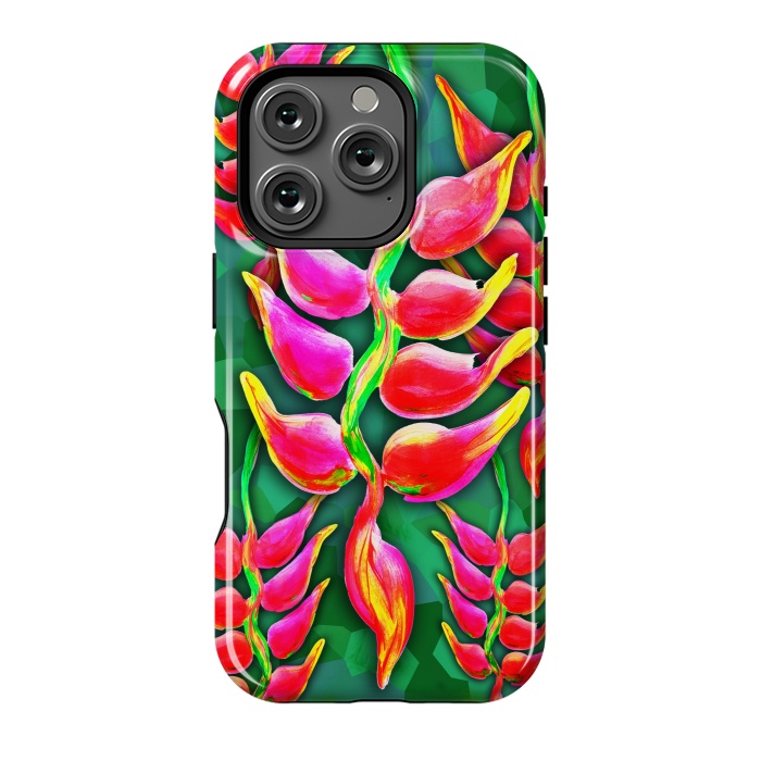 iPhone 16 Pro StrongFit Exotic Flowers Heliconia Pendula Bright Red  by BluedarkArt