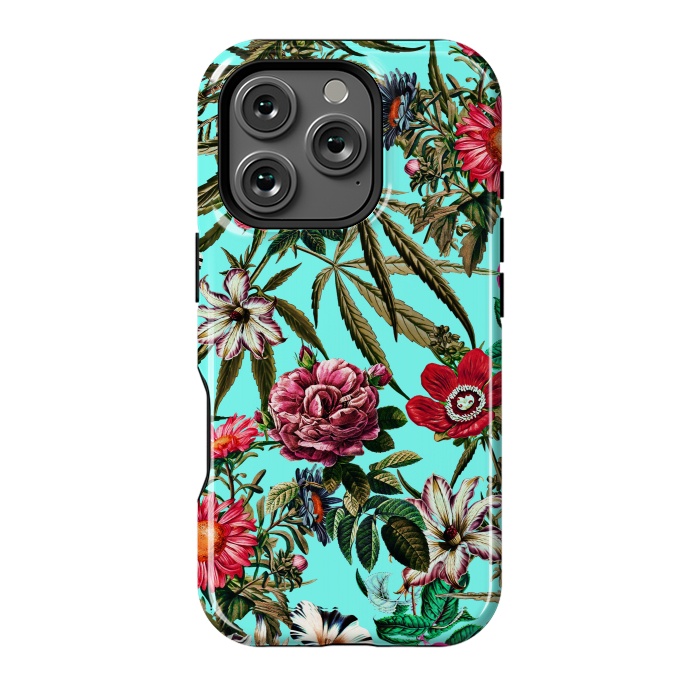 iPhone 16 Pro StrongFit Marijuana and Floral Pattern II by Burcu Korkmazyurek