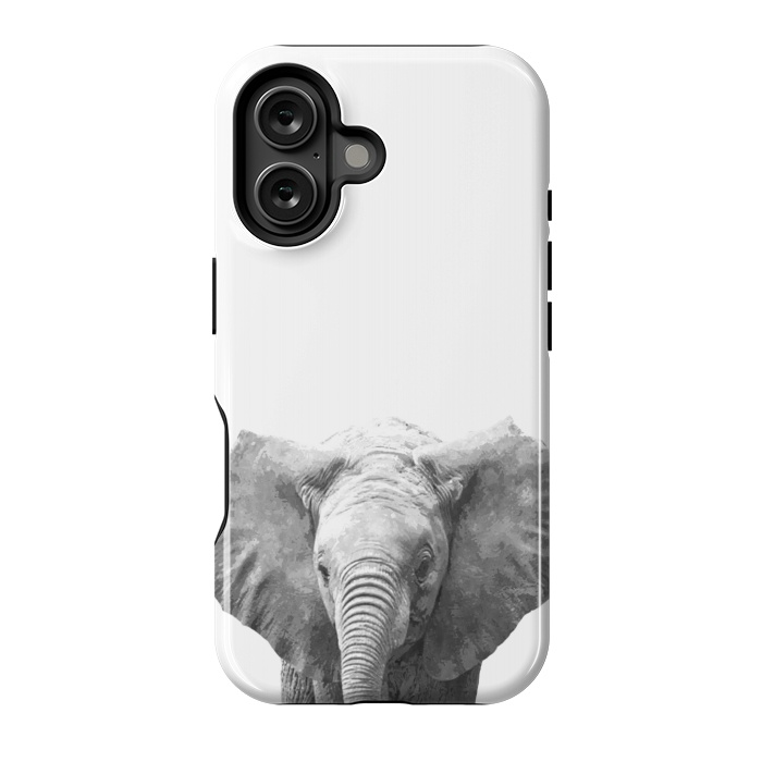 iPhone 16 StrongFit Black and White Baby Elephant  by Alemi