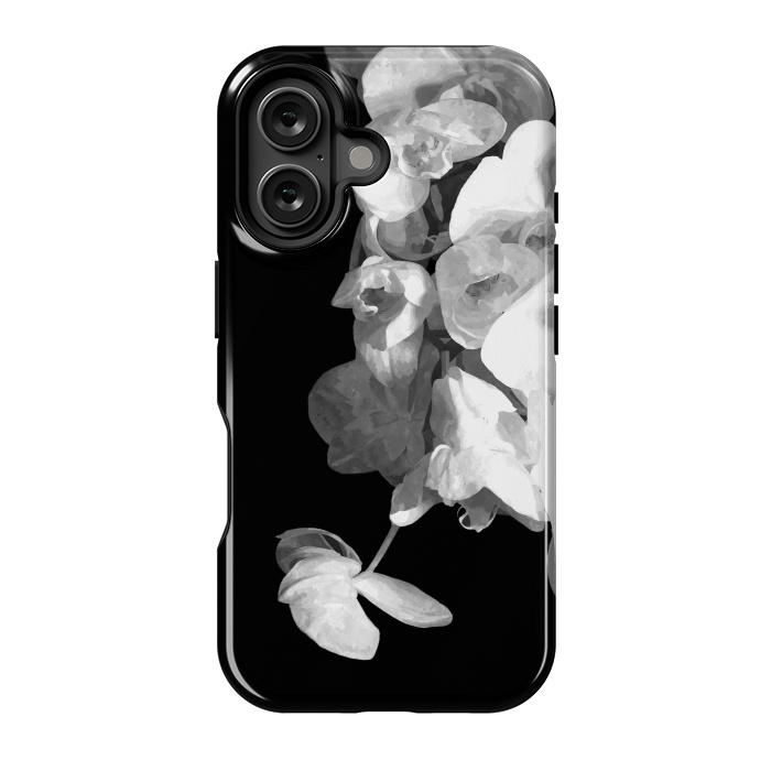 iPhone 16 StrongFit White Orchids Black Background by Alemi