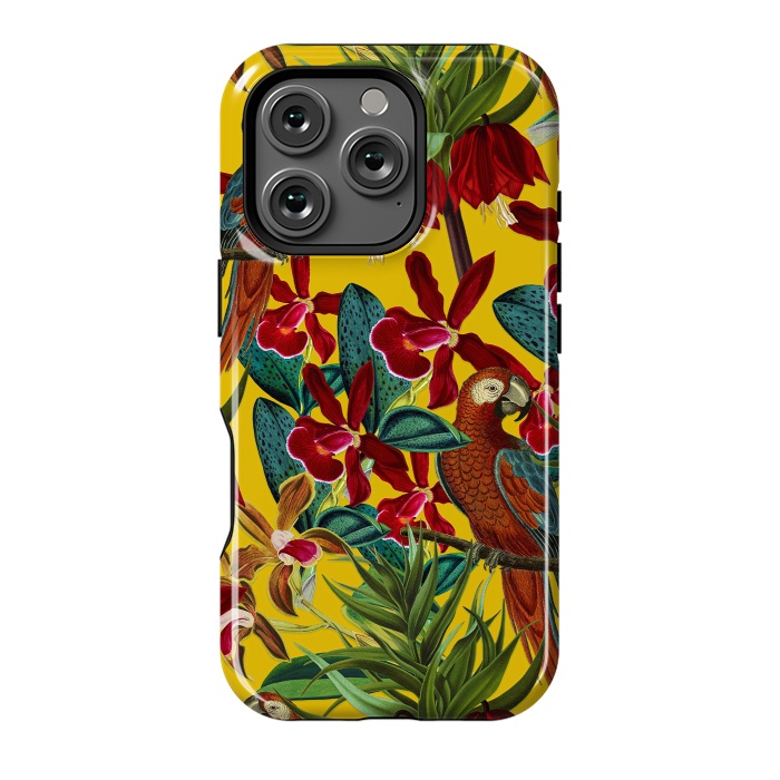 iPhone 16 Pro StrongFit Parrots in tropical flower jungle by  Utart