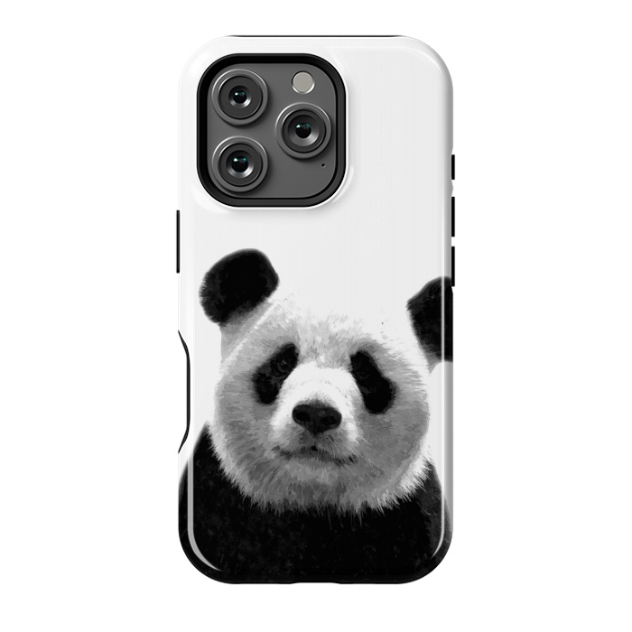 iPhone 16 Pro StrongFit Black and White Panda Portrait by Alemi