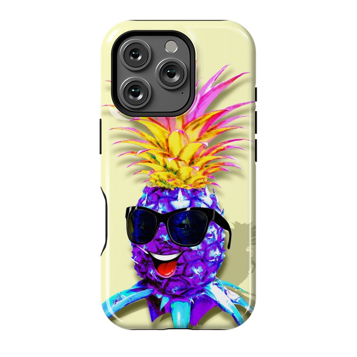 iPhone 16 Pro StrongFit Pineapple Ultraviolet Happy Dude with Sunglasses  by BluedarkArt