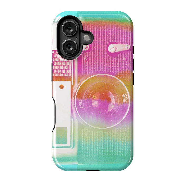 iPhone 16 StrongFit Colorful pastel vintage camera by Oana 