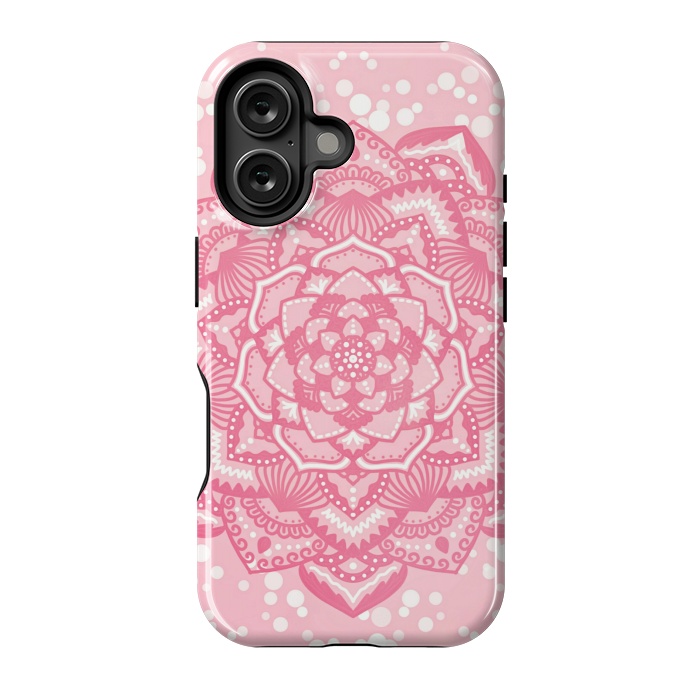 iPhone 16 StrongFit Pink flower mandala by Jms