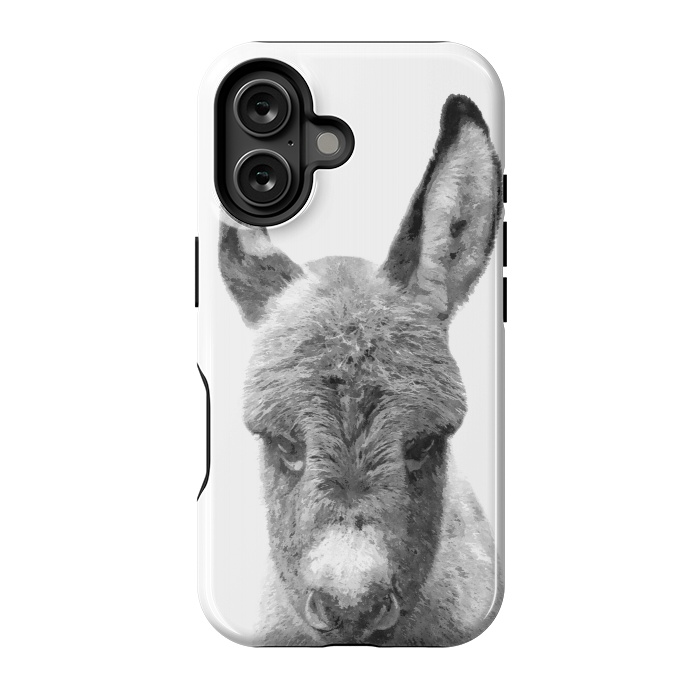 iPhone 16 StrongFit Black and White Baby Donkey by Alemi