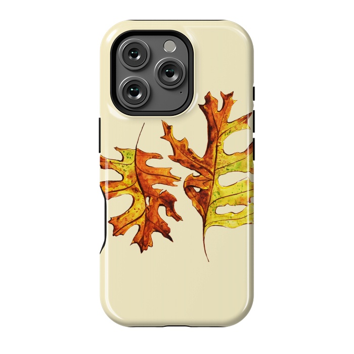 iPhone 16 Pro StrongFit Ink Watercolor Painted Autumn Leaves Nature Lover by Boriana Giormova