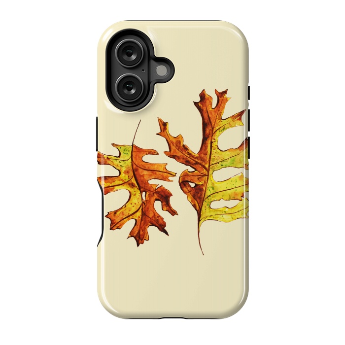 iPhone 16 StrongFit Ink Watercolor Painted Autumn Leaves Nature Lover by Boriana Giormova