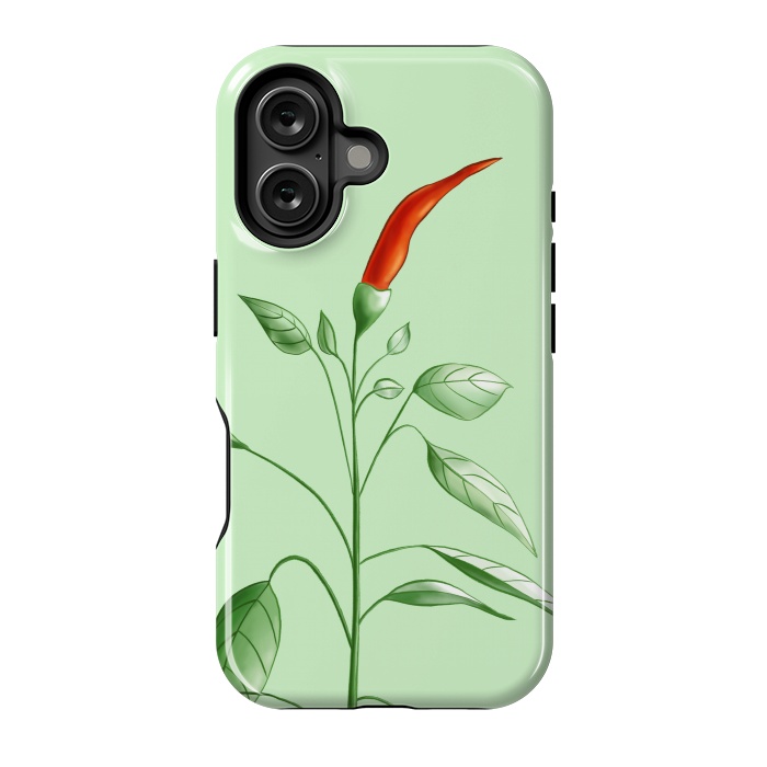 iPhone 16 StrongFit Hot Chili Pepper Plant Botanical Illustration by Boriana Giormova